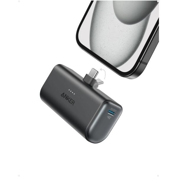 Nano Power Bank (22.5W, Built-In USB-C Connector) Black