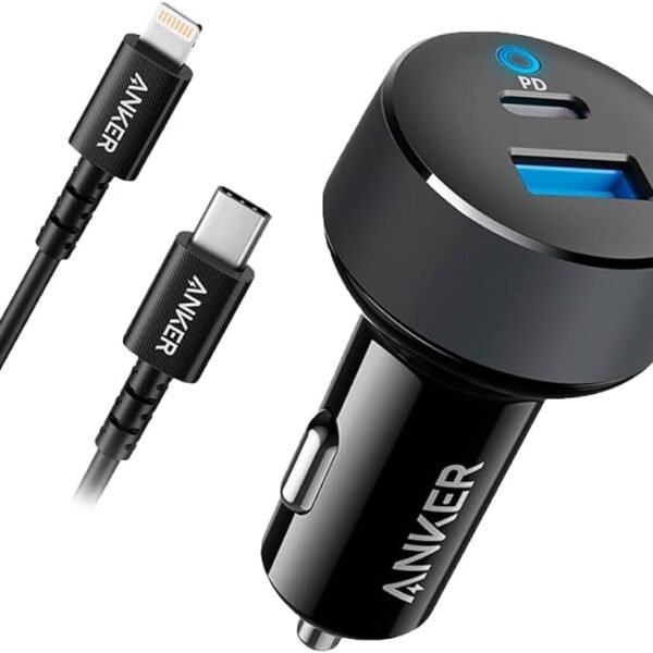 Anker - Car Charger - 33W - 2 Ports 1-USB-C & 1-USB-A with CL cable - Black