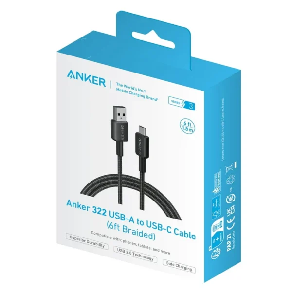 Anker 322 USB-A to USB-C Cable (6ft Braided) B2B - UN