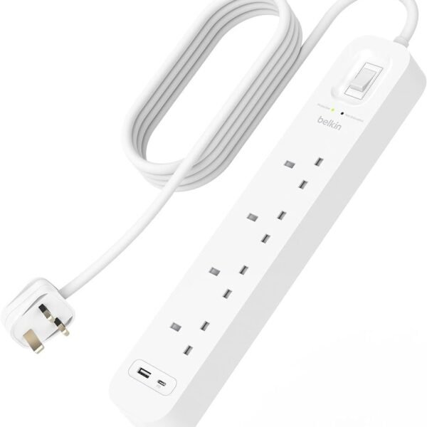 Belkin 4-outlet Surge Protector 18W USB-A & USB-C Ports 2M cord