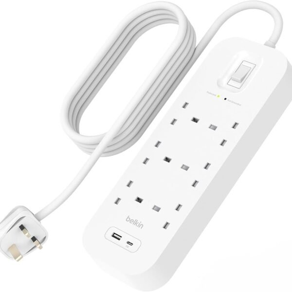 Belkin 6-outlet Surge Protector 18W USB-A & USB-C Ports 2M cord