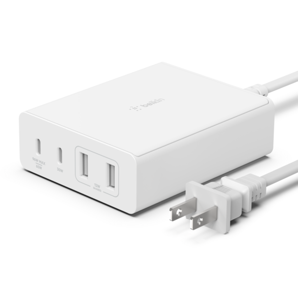 Belkin BOOST CHARGE PRO 108W USB-C CHARGER GAN 4- PORT WHT 2M CORD White