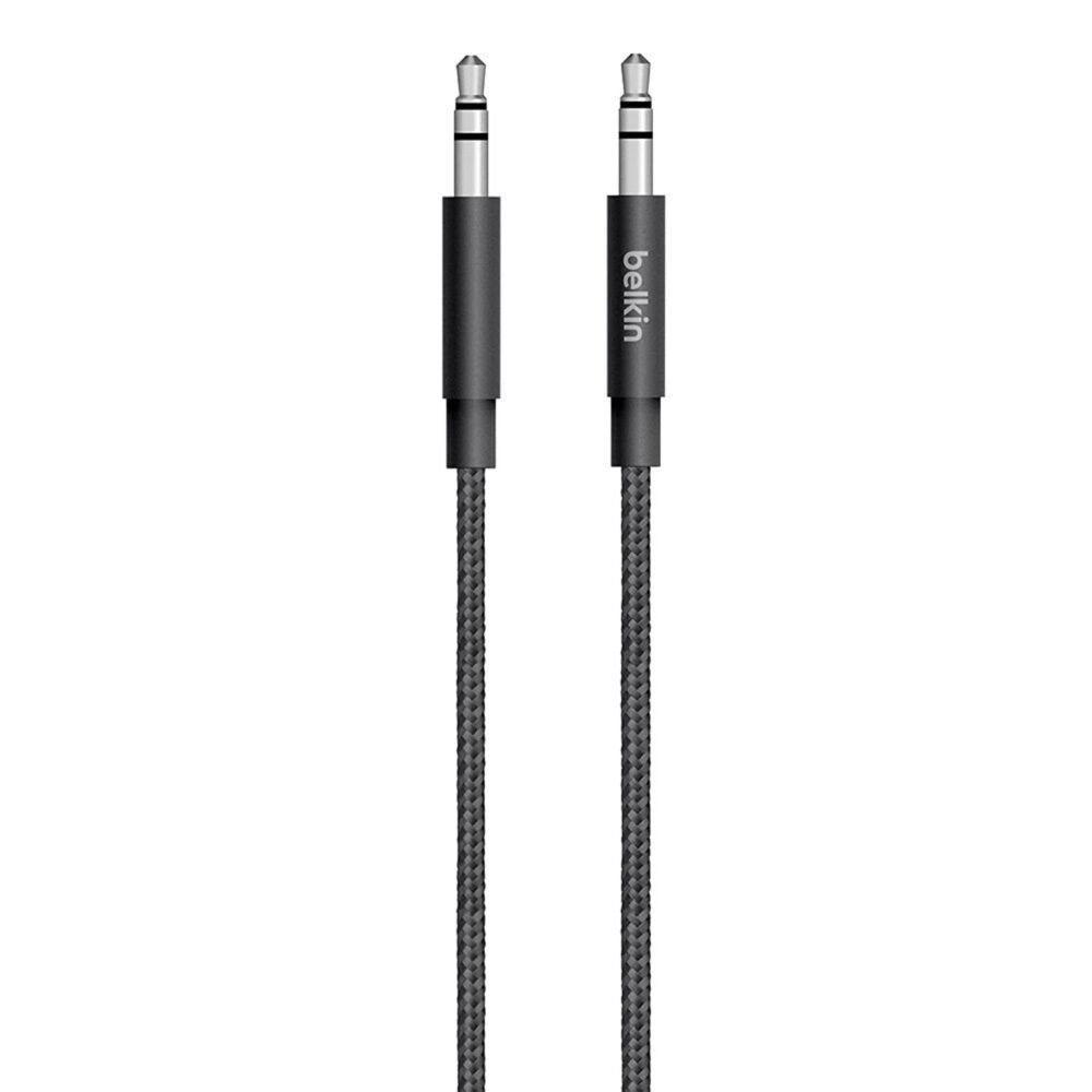 Belkin Premium 3.5MM Braided Tangle Free Auxiliary Cable With Aluminum Connectors - Black