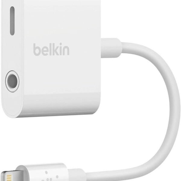 Belkin Rockstar 3.5Mm Audio + Lightning Connector For Charge Adapter - White
