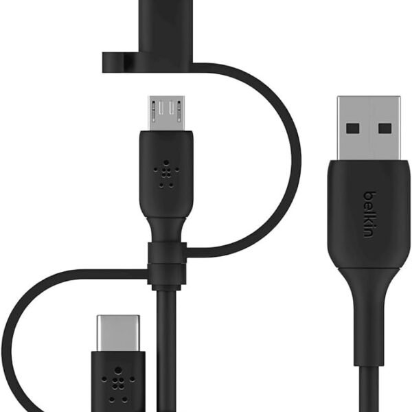 Belkin Universal Cable 1M USB-A cable with USB-C, MicroUSB and Lightning connectors Black